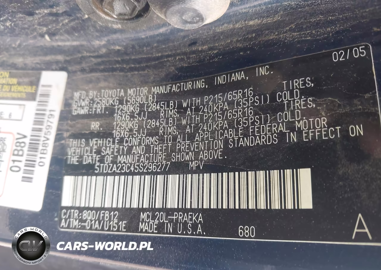 2005 Toyota Sienna Le VIN:5TDZA23C45S296277 - 9