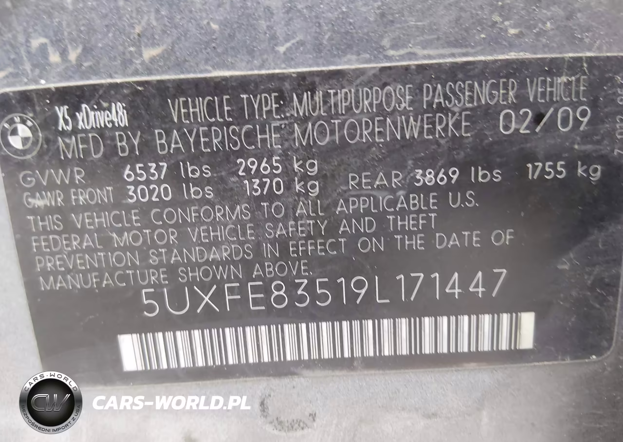 2009 BMW X5 xDrive48I VIN:5UXFE83519L171447 - 9
