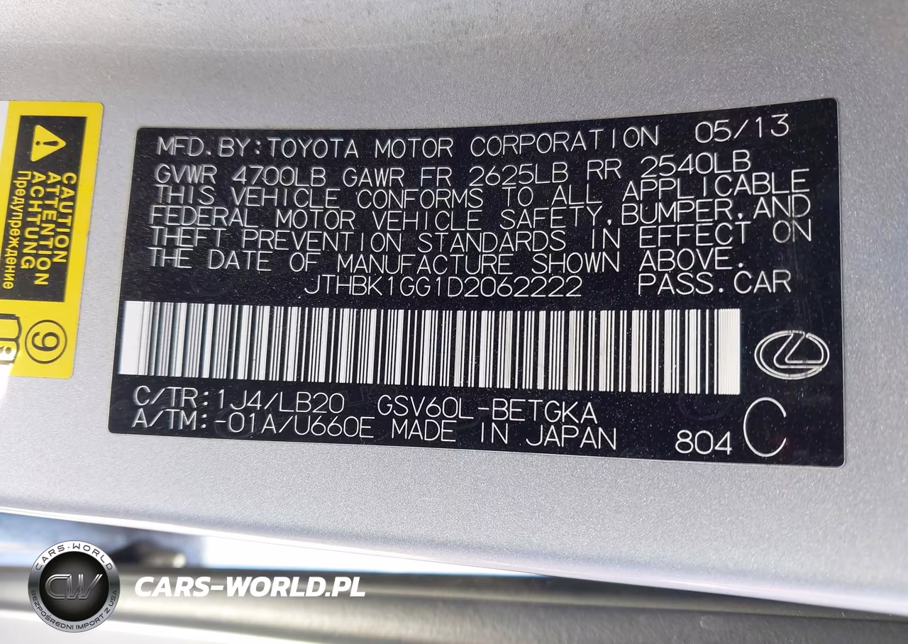 2013 Lexus Es 350 VIN:JTHBK1GG1D2062222 - 9