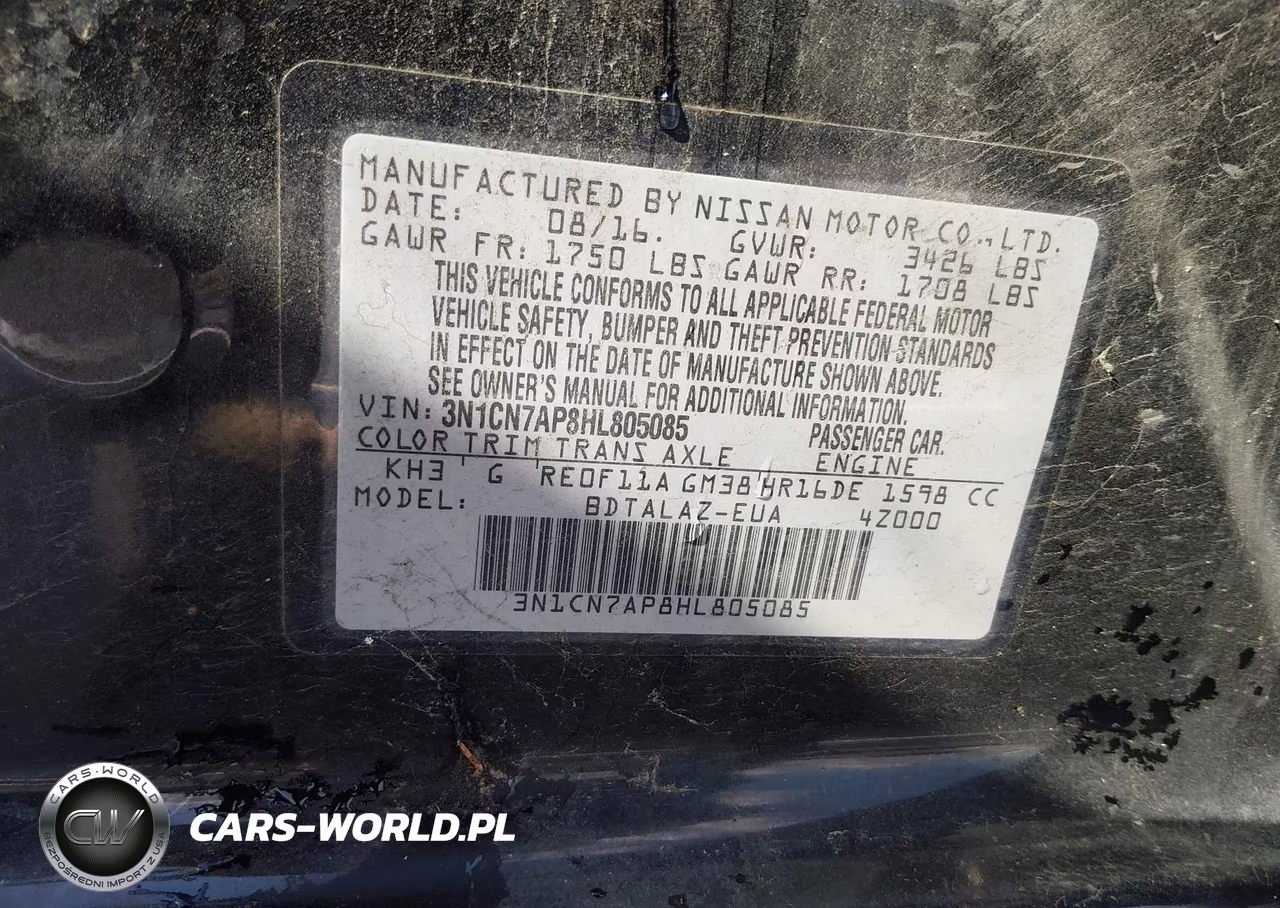 2017 Nissan Versa 1.6 S+ VIN:3N1CN7AP8HL805085 - 9