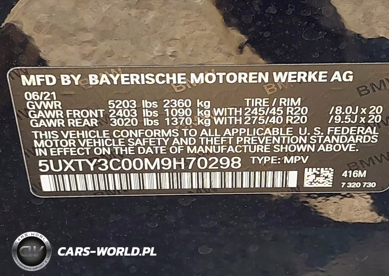 2021 BMW X3 Sdrive30I VIN:5UXTY3C00M9H70298 - 9