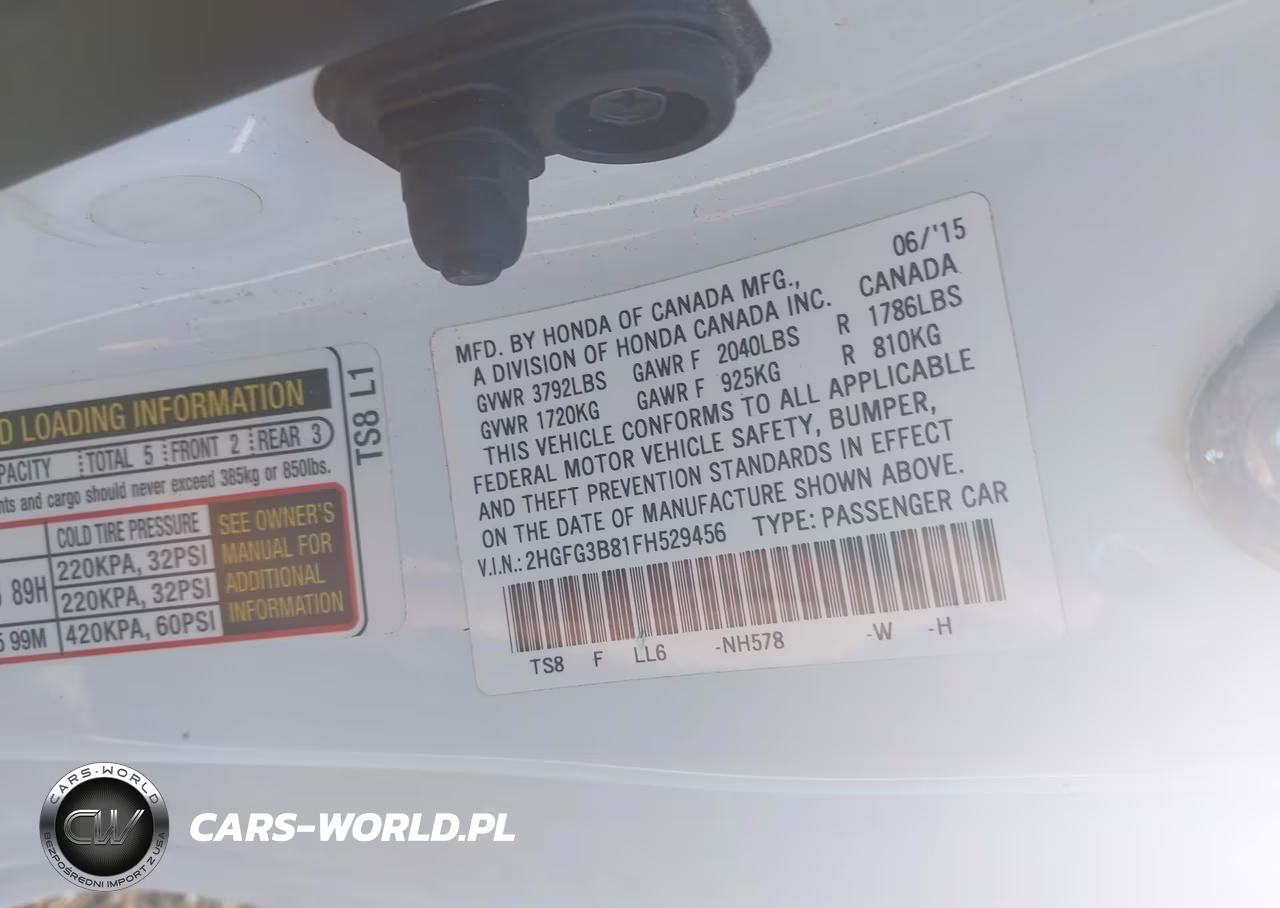 2015 Honda Civic Ex VIN:2HGFG3B81FH529456 - 9