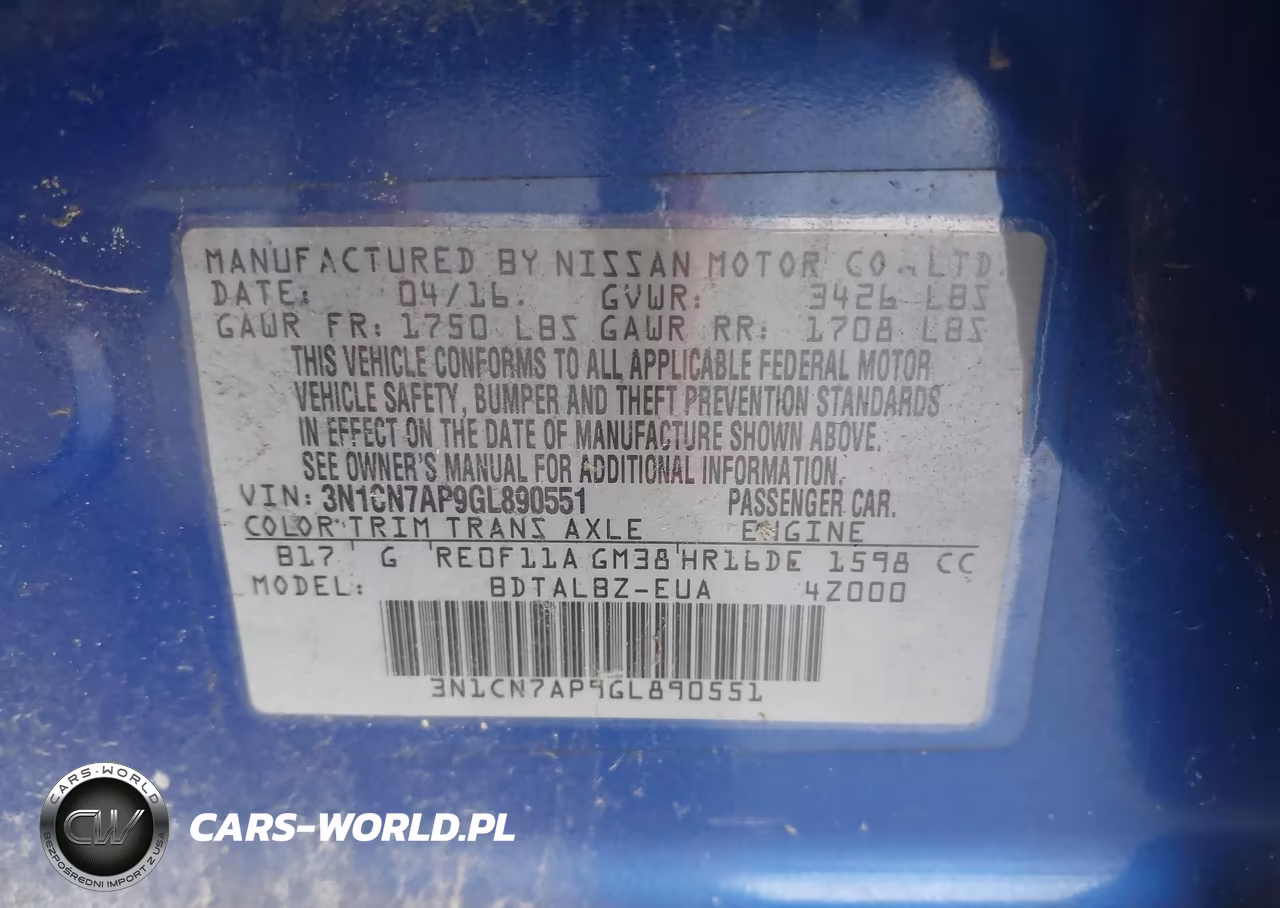 2016 Nissan Versa 1.6 Sv VIN:3N1CN7AP9GL890551 - 9