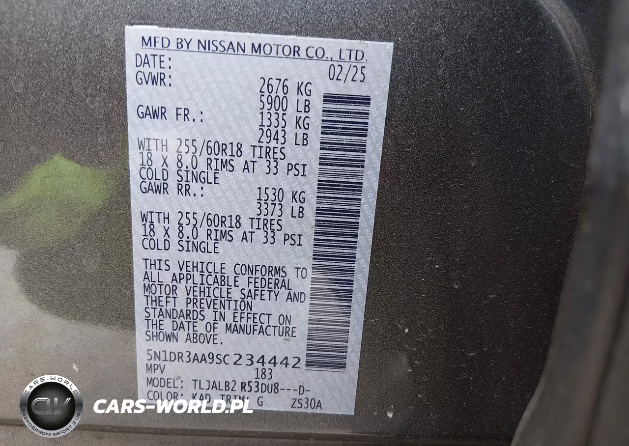 2025 Nissan Pathfinder S Fwd VIN:5N1DR3AA9SC234442 - 9