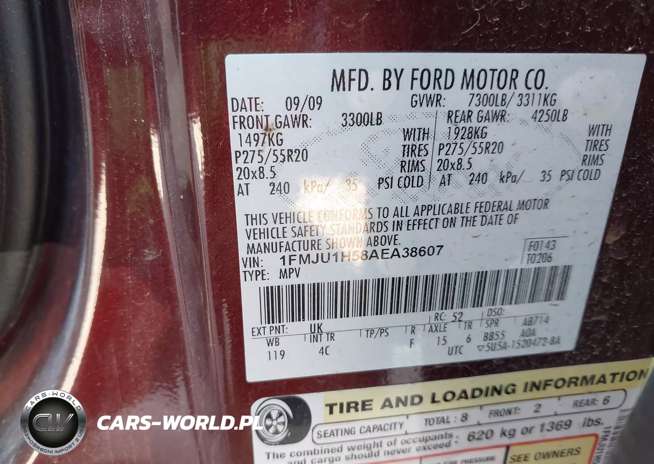 2010 Ford Expedition Eddie Bauer VIN:1FMJU1H58AEA38607 - 9