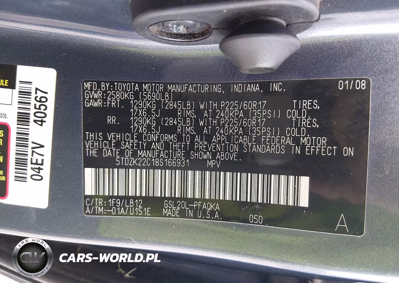 2008 Toyota Sienna Limited VIN:5TDZK22C18S166931 - 9