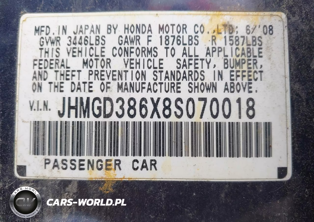 2008 Honda Fit Sport VIN:JHMGD386X8S070018 - 9
