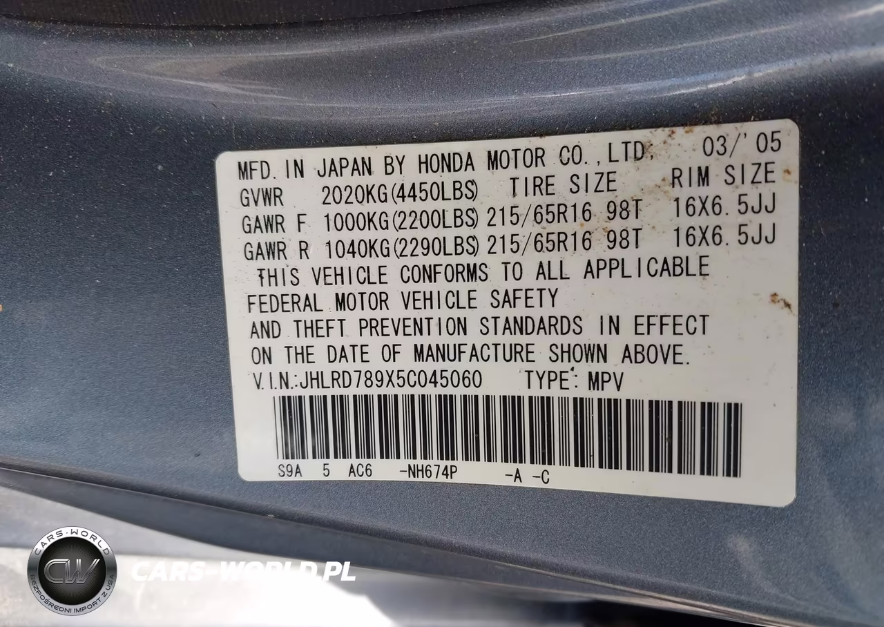 2005 Honda Cr-V Se VIN:JHLRD789X5C045060 - 9