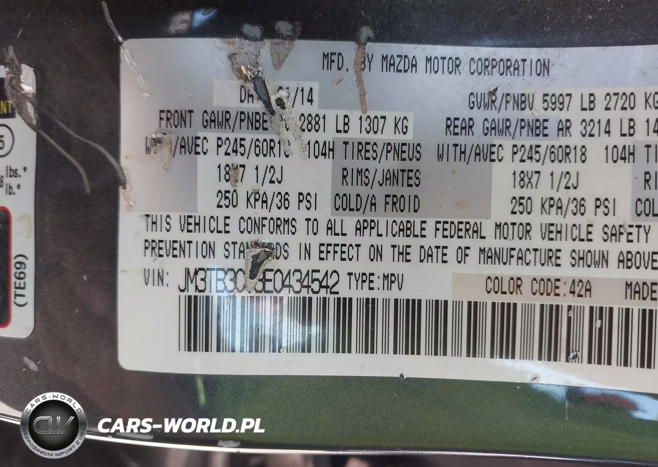 2014 Mazda Cx-9 Touring VIN:JM3TB3CV3E0434542 - 9