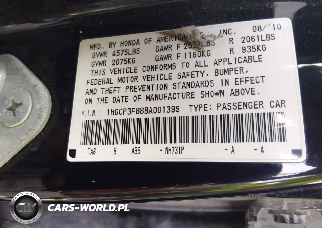 2011 Honda Accord 3.5 Ex-L VIN:1HGCP3F88BA001399 - 9