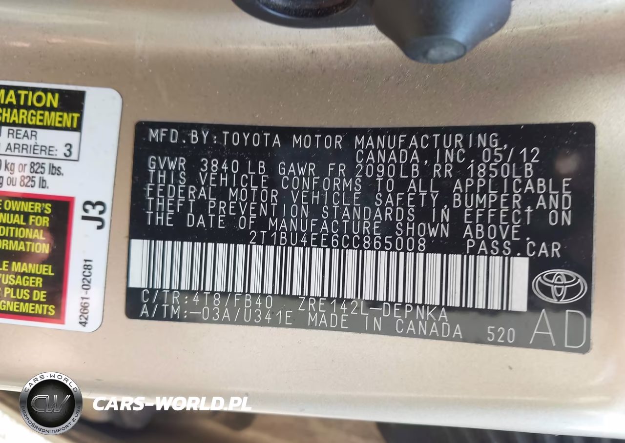 2012 Toyota Corolla Le VIN:2T1BU4EE6CC865008 - 9