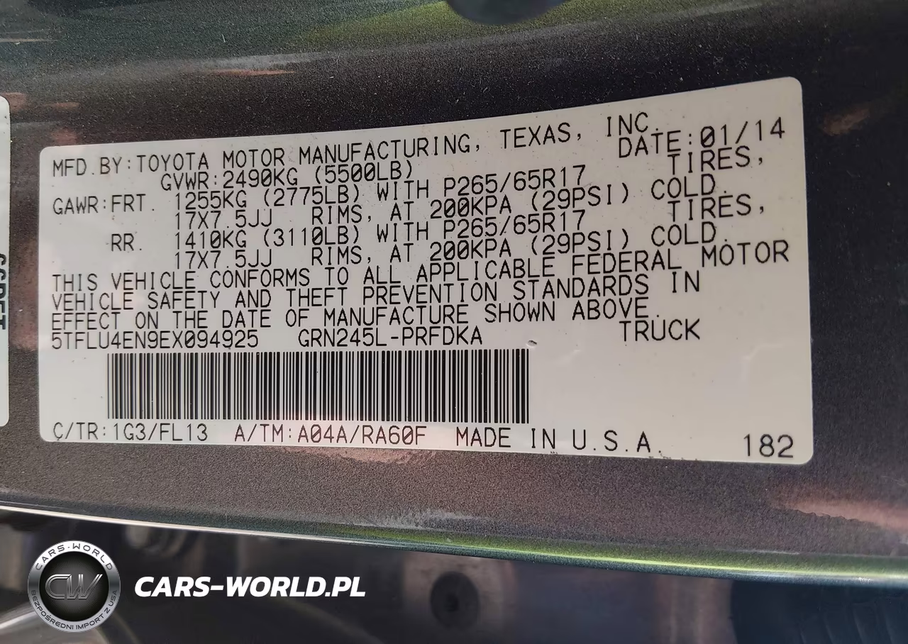 2014 Toyota Tacoma Base V6 VIN:5TFLU4EN9EX094925 - 9