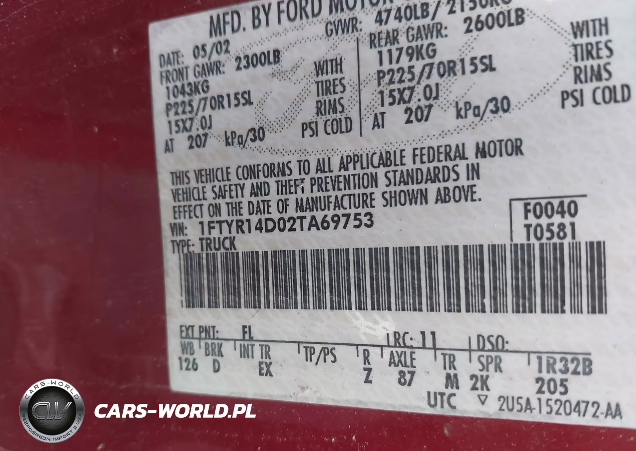 2002 Ford Ranger Xl-Xlt VIN:1FTYR14D02TA69753 - 9