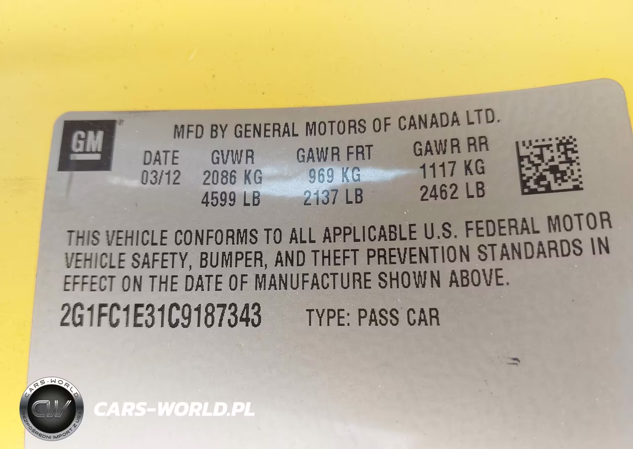 2012 Chevrolet Camaro 2Lt VIN:2G1FC1E31C9187343 - 9