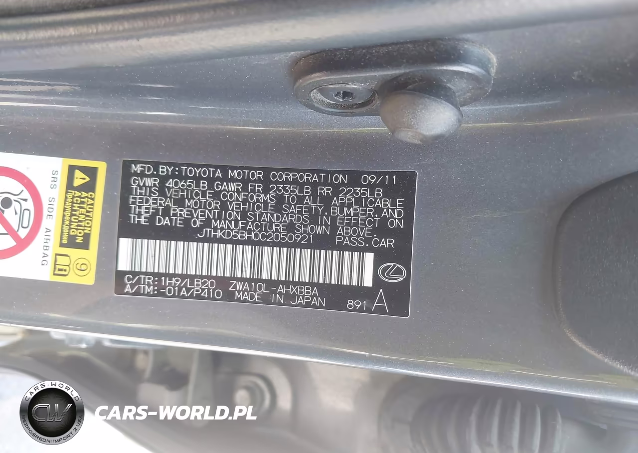 2012 Lexus Ct 200H Premium VIN:JTHKD5BH0C2050921 - 9