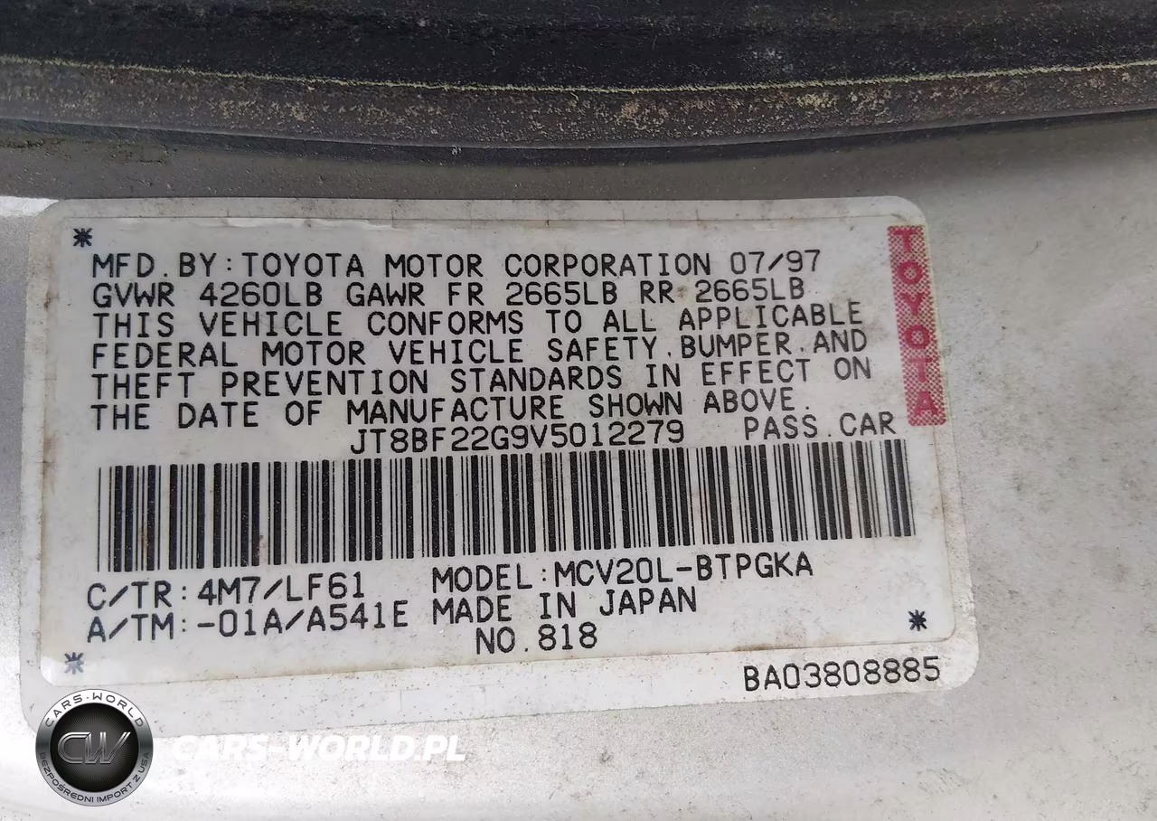 1997 Lexus Es 300 VIN:JT8BF22G9V5012279 - 9