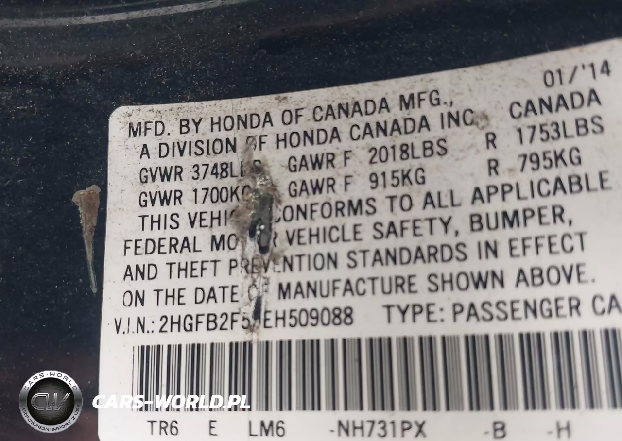2014 Honda Civic Lx VIN:2HGFB2F59EH509088 - 9
