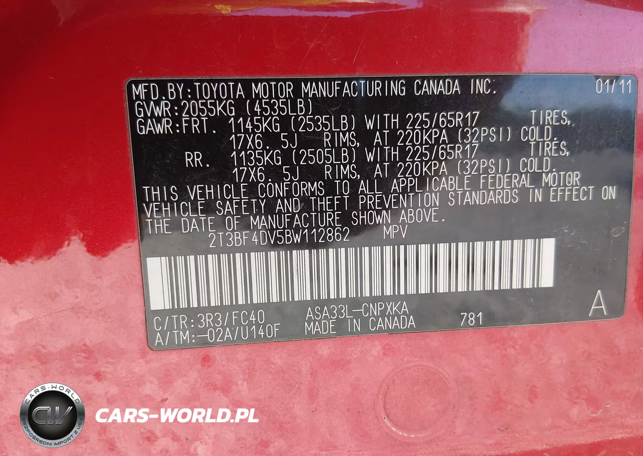 2011 Toyota Rav4 VIN:2T3BF4DV5BW112862 - 9