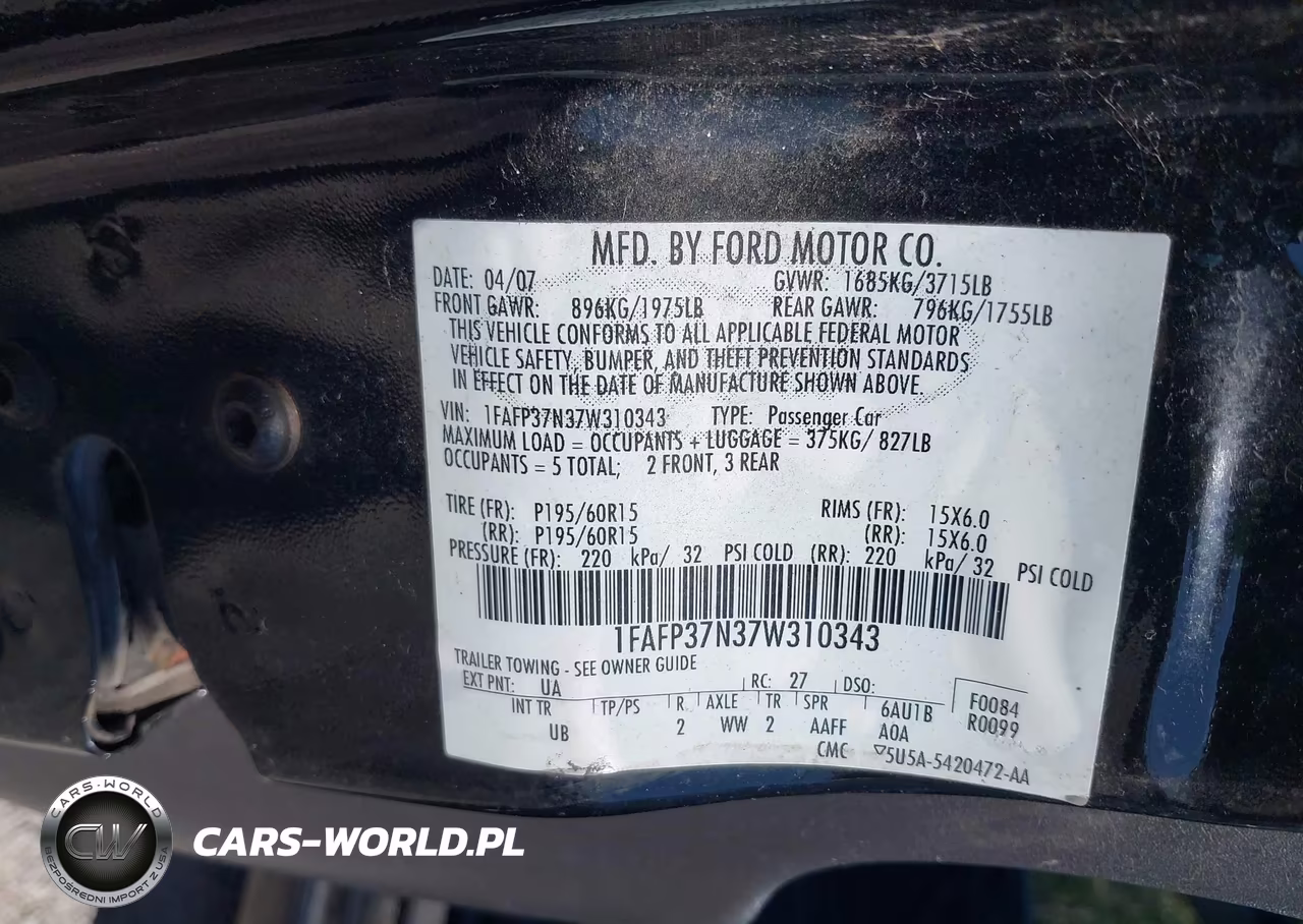 2007 Ford Focus S-Se-Ses VIN:1FAFP37N37W310343 - 9