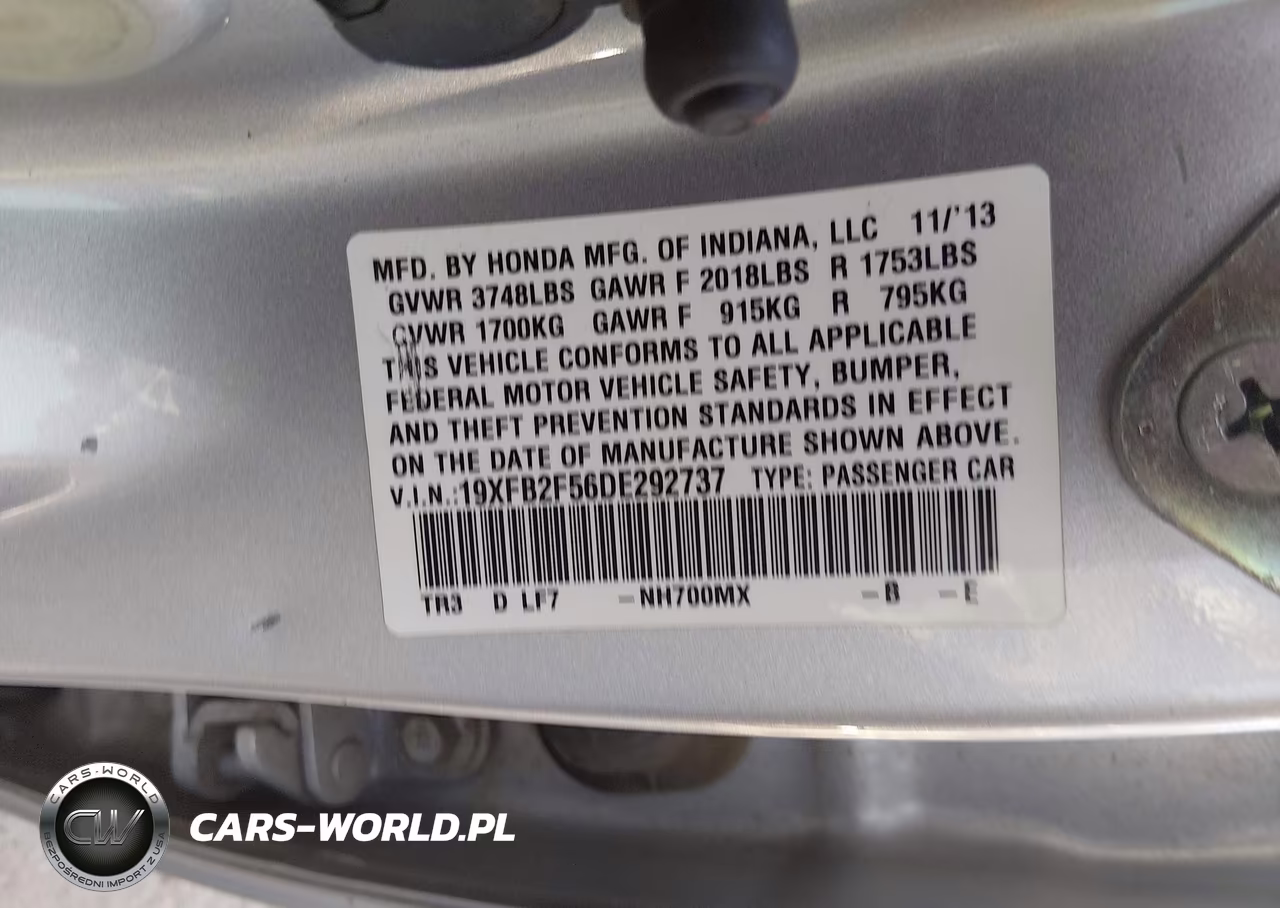 2013 Honda Civic Lx VIN:19XFB2F56DE292737 - 9