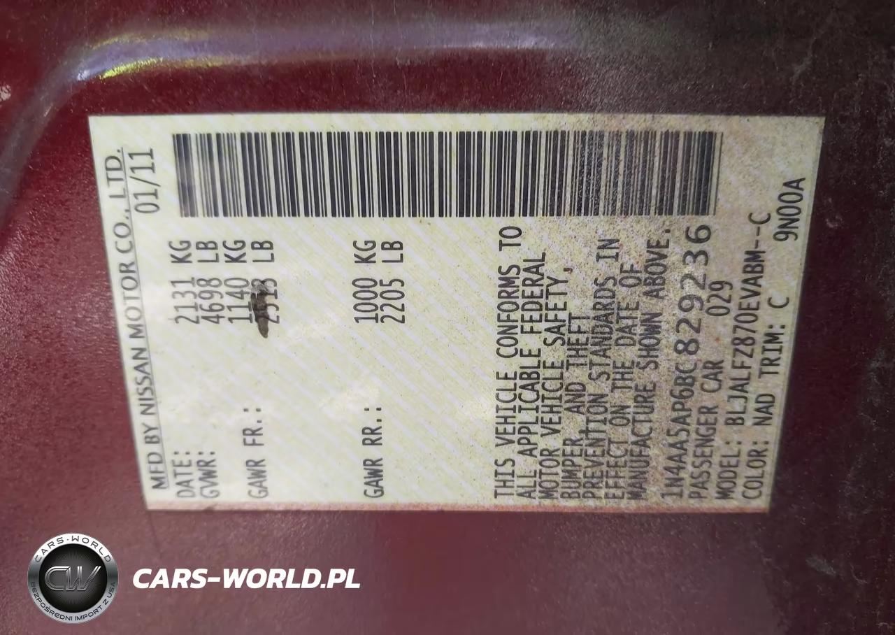 2011 Nissan Maxima 3.5 Sv VIN:1N4AA5AP6BC829236 - 9