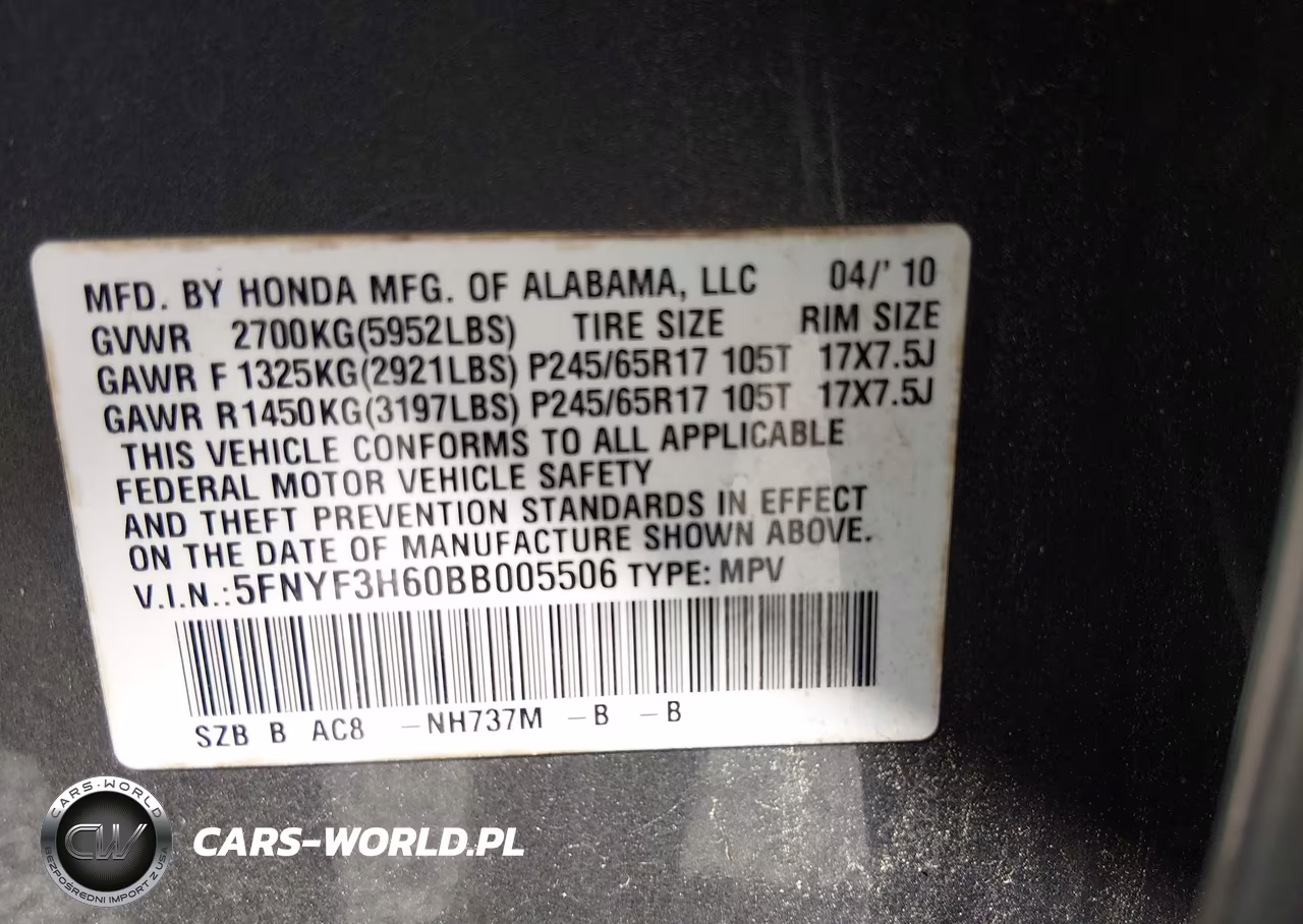 2011 Honda Pilot Ex-L VIN:5FNYF3H60BB005506 - 9