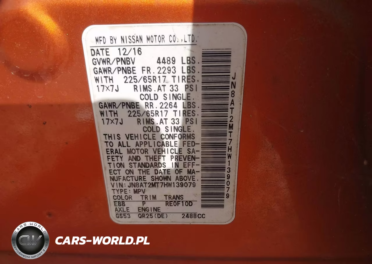 2017 Nissan Rogue Sv VIN:JN8AT2MT7HW139079 - 9