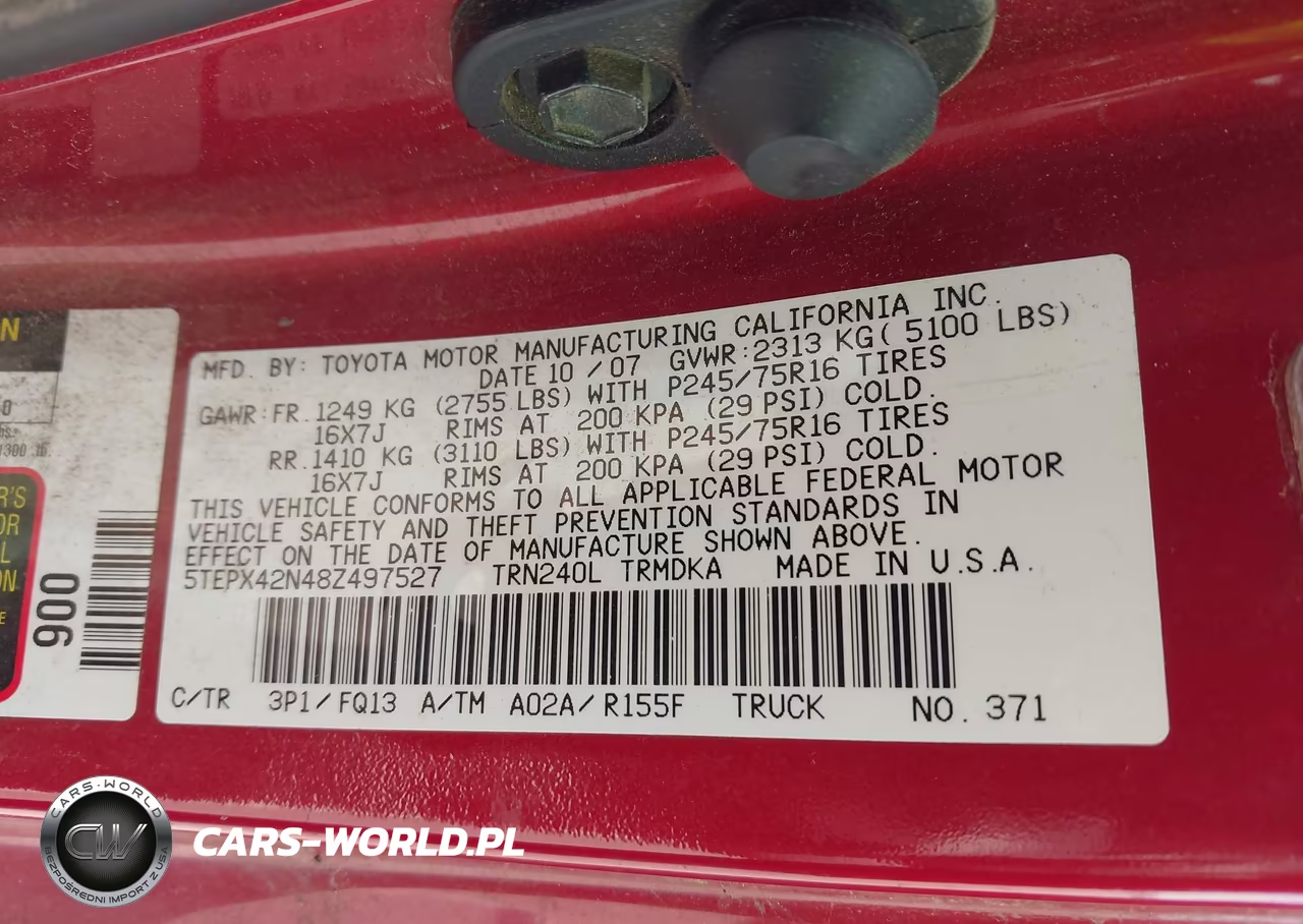 2008 Toyota Tacoma VIN:5TEPX42N48Z497527 - 9