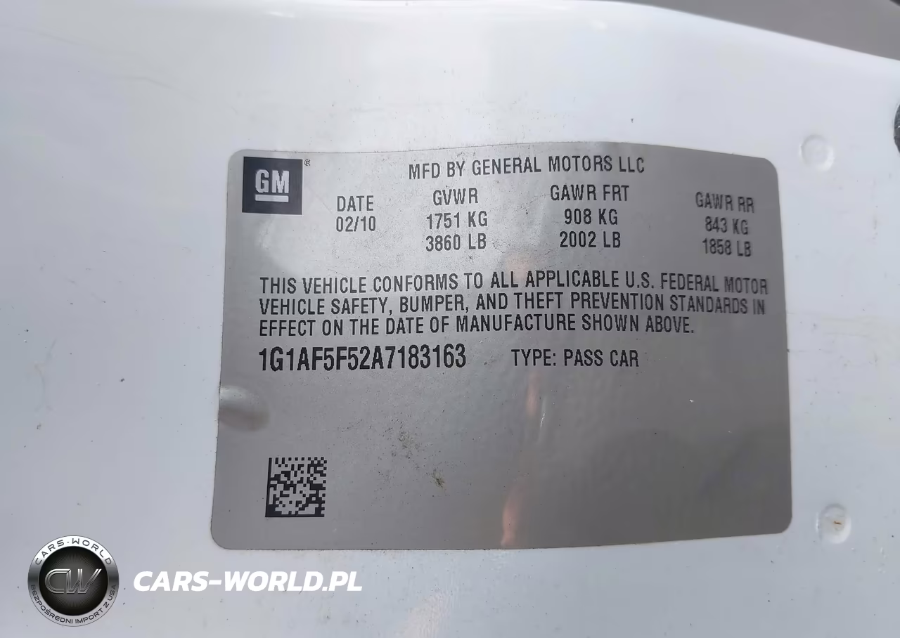 2010 Chevrolet Cobalt Lt VIN:1G1AF5F52A7183163 - 9