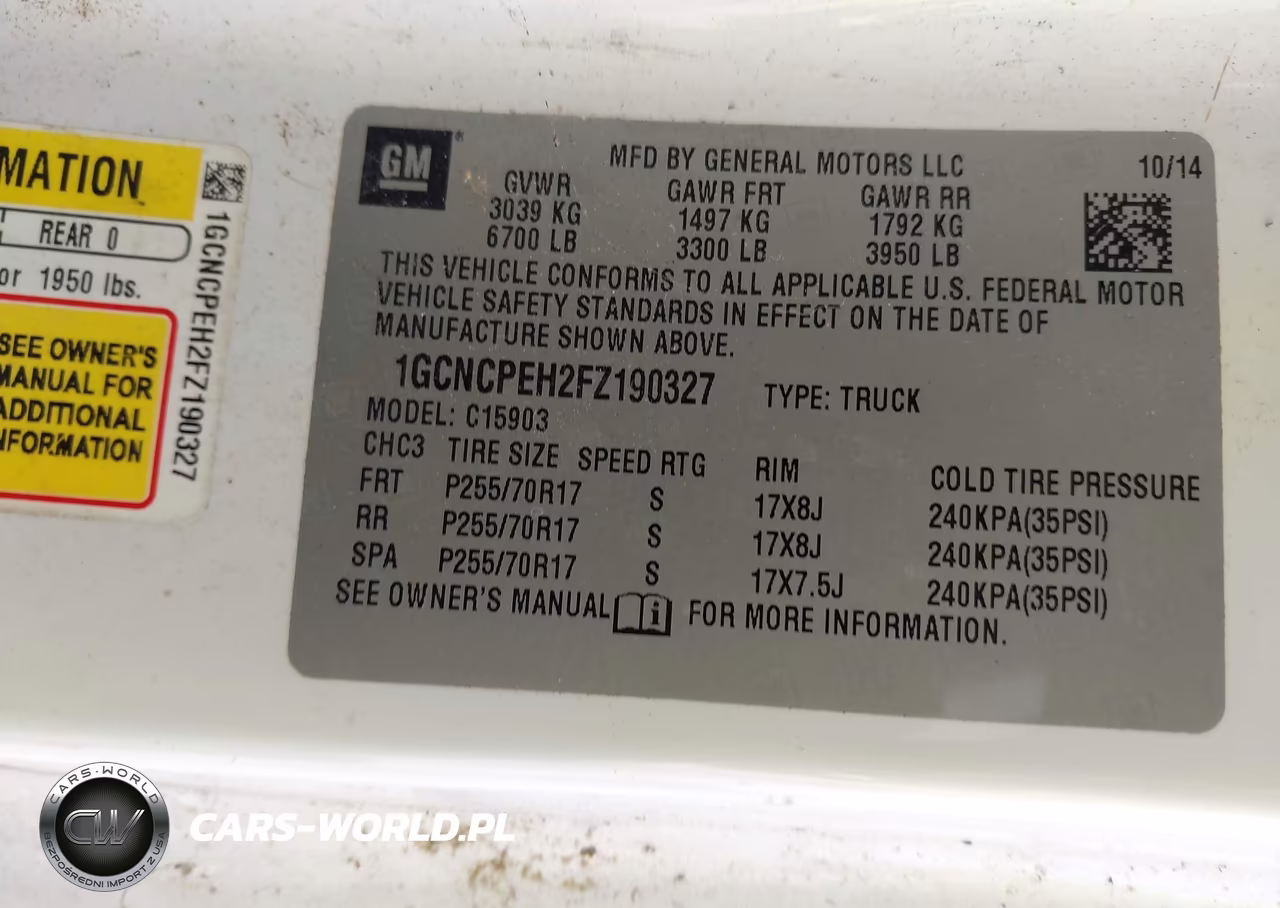 2015 Chevrolet Silverado 1500 Wt VIN:1GCNCPEH2FZ190327 - 9