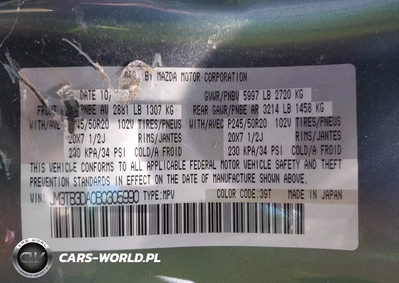 2011 Mazda Cx-9 Grand Touring VIN:JM3TB3DA0B0305990 - 9