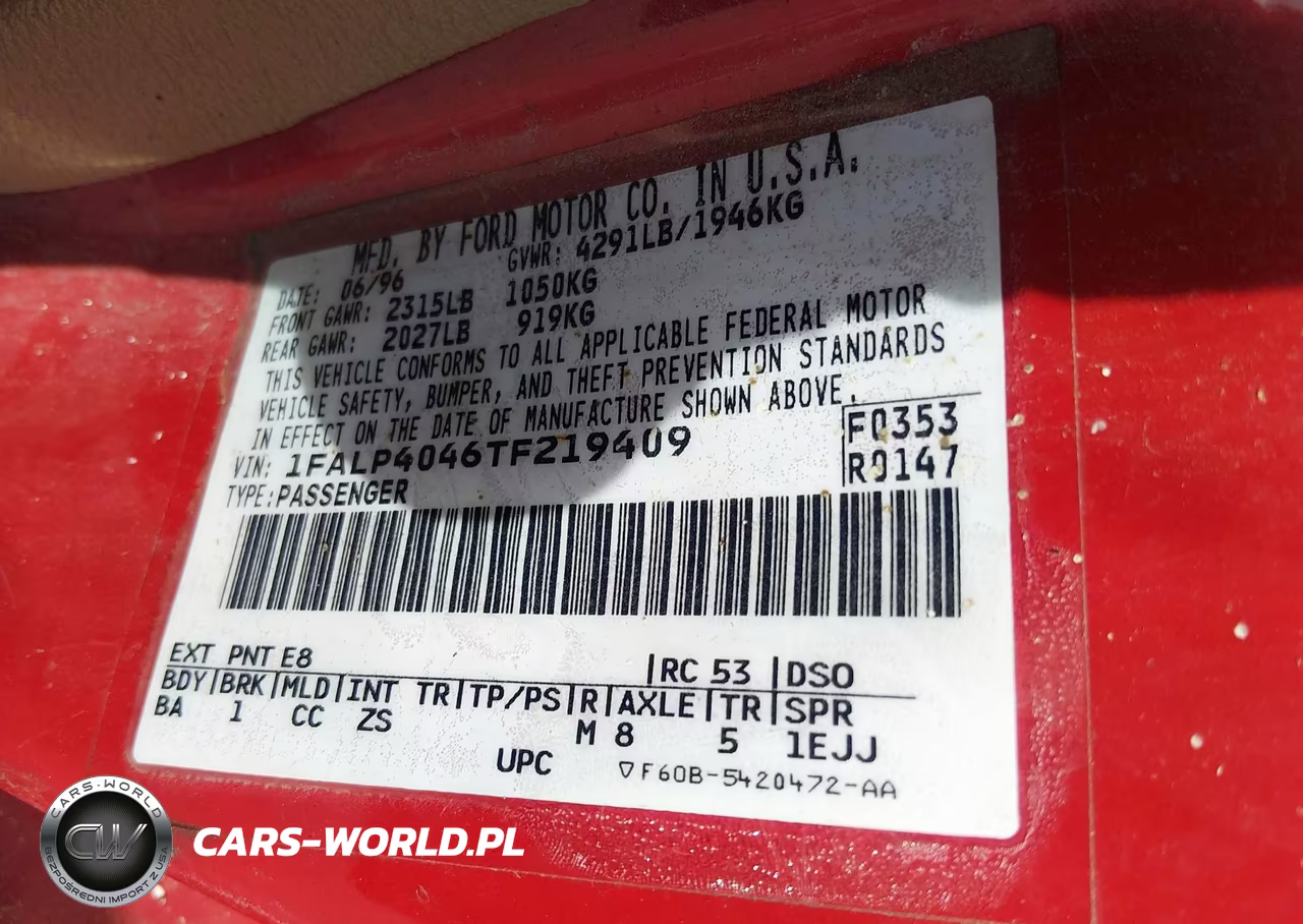1996 Ford Mustang VIN:1FALP4046TF219409 - 9