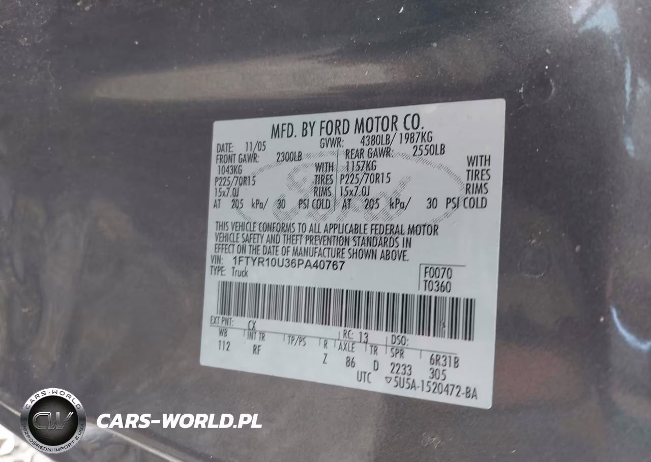 2006 Ford Ranger Sport-Stx-Xl-Xlt VIN:1FTYR10U36PA40767 - 9