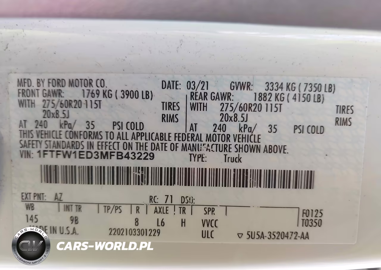 2021 Ford F-150 Platinum VIN:1FTFW1ED3MFB43229 - 9