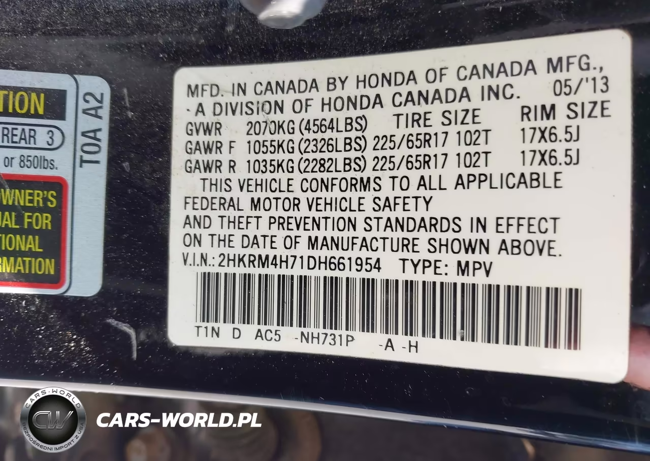 2013 Honda Cr-V Ex-L VIN:2HKRM4H71DH661954 - 9