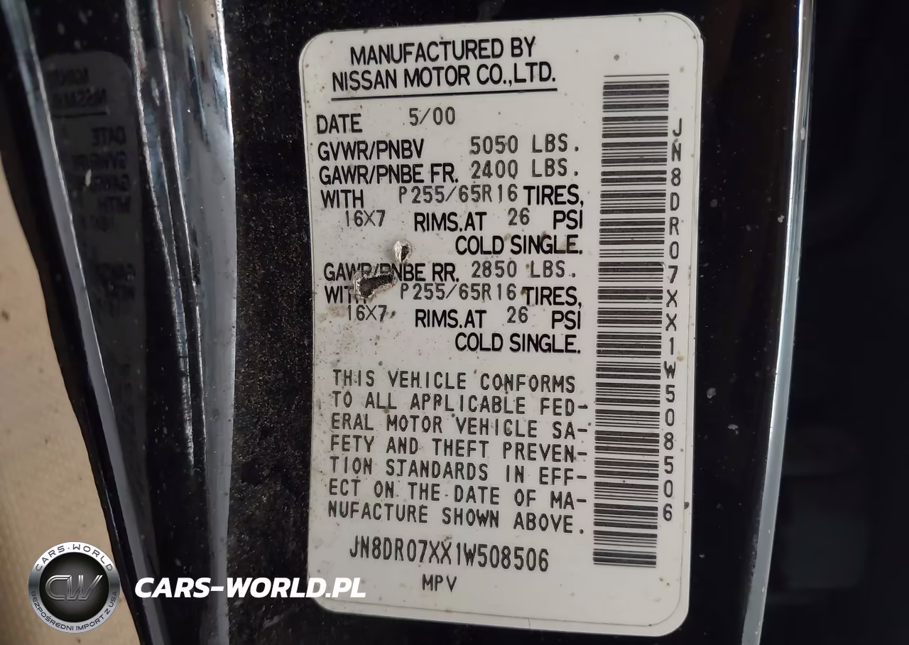 2001 Nissan Pathfinder Se VIN:JN8DR07XX1W508506 - 9