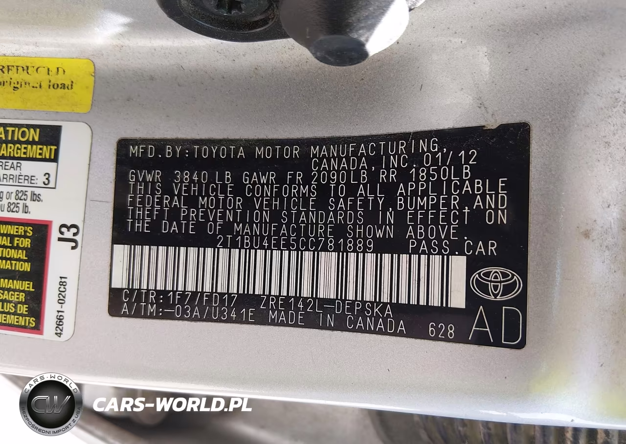 2012 Toyota Corolla S VIN:2T1BU4EE5CC781889 - 9