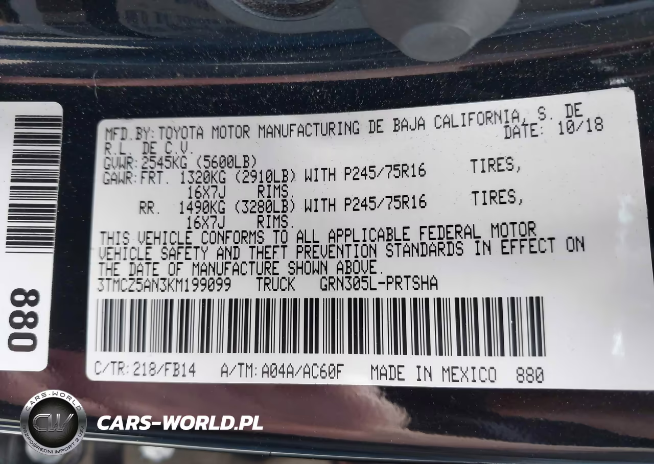 2019 Toyota Tacoma Sr V6 VIN:3TMCZ5AN3KM199099 - 9