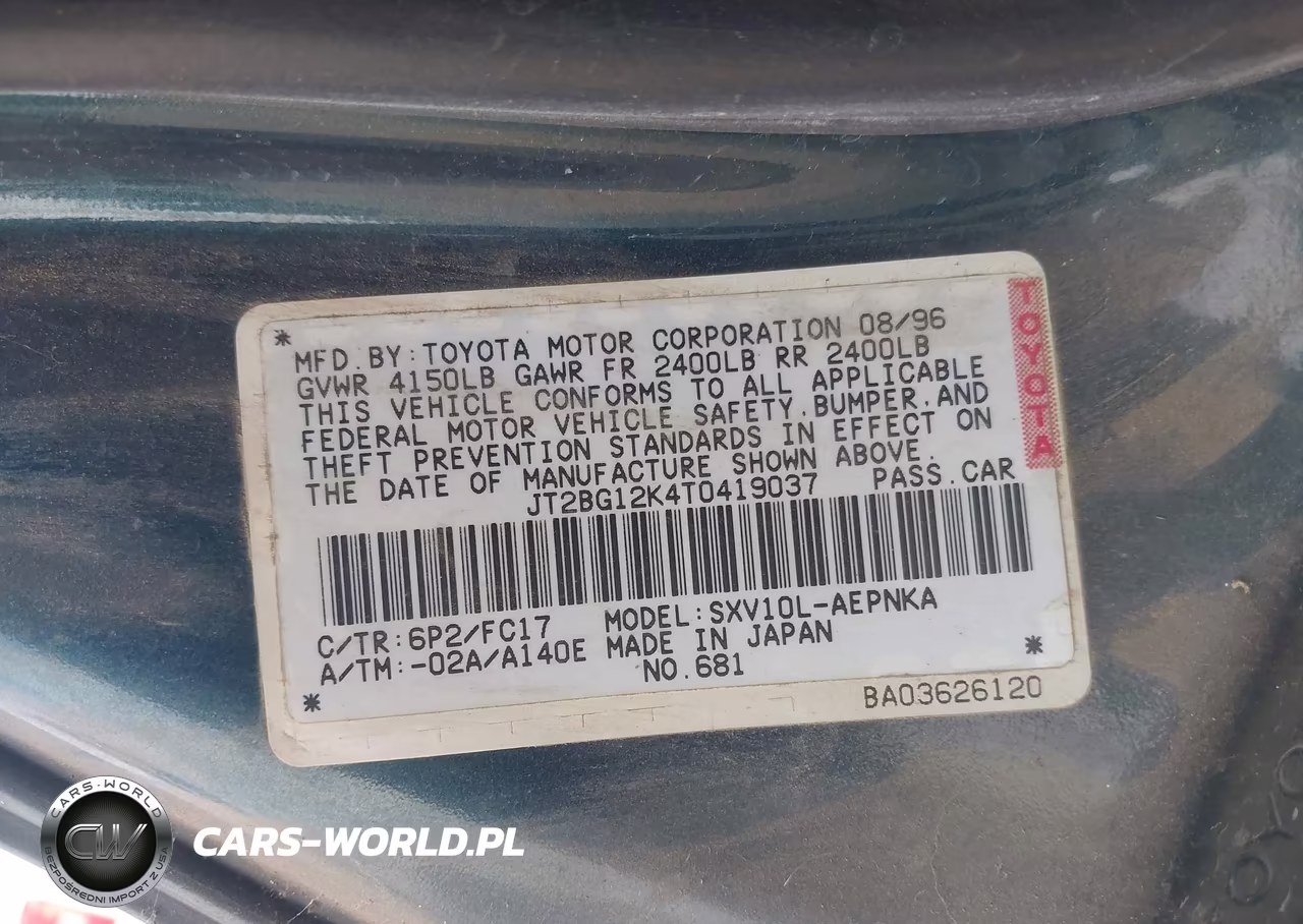 1996 Toyota Camry Dx-Le-Xle VIN:JT2BG12K4T0419037 - 9