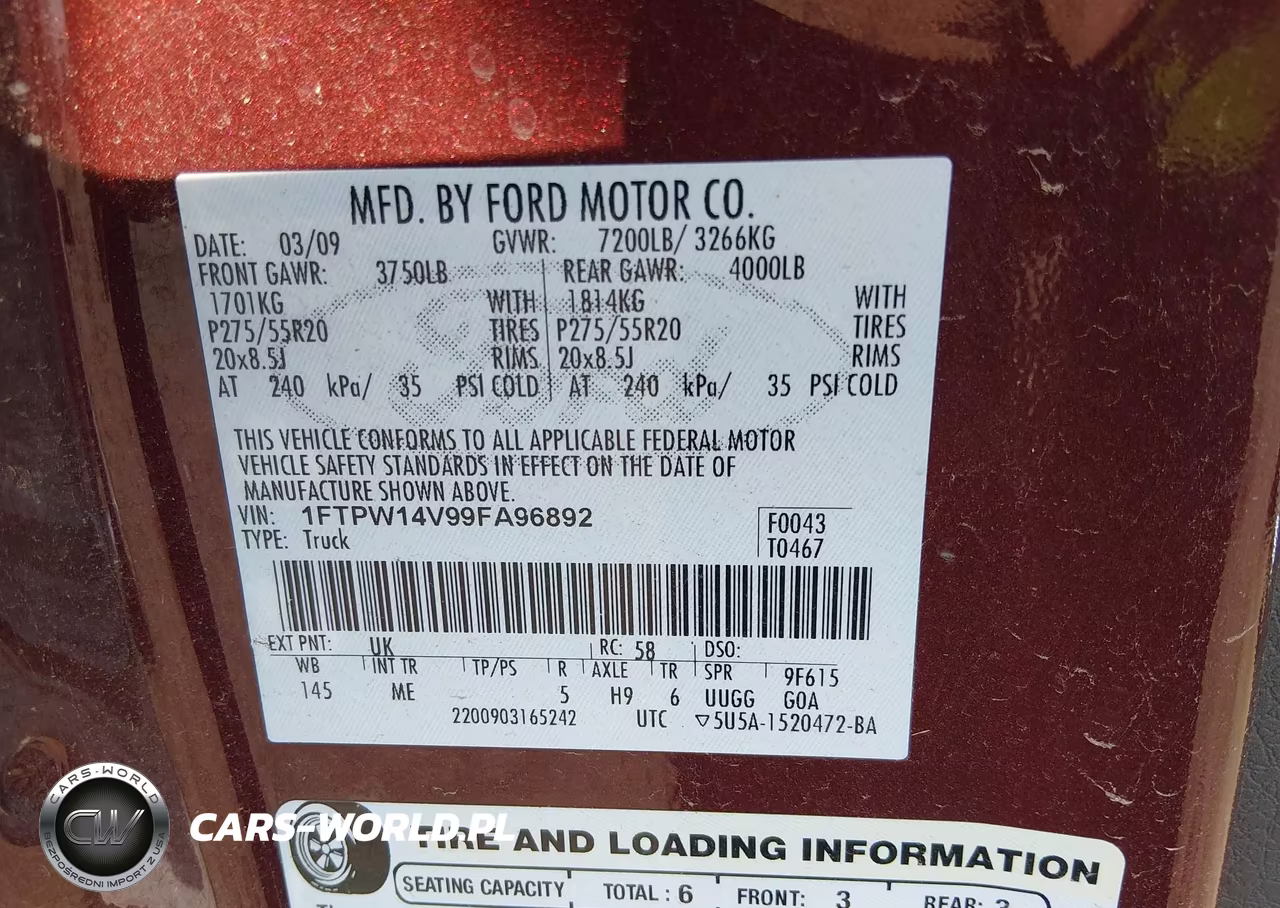 2009 Ford F-150 Fx4-King Ranch-Lariat-Platinum-Xl-Xlt VIN:1FTPW14V99FA96892 - 9