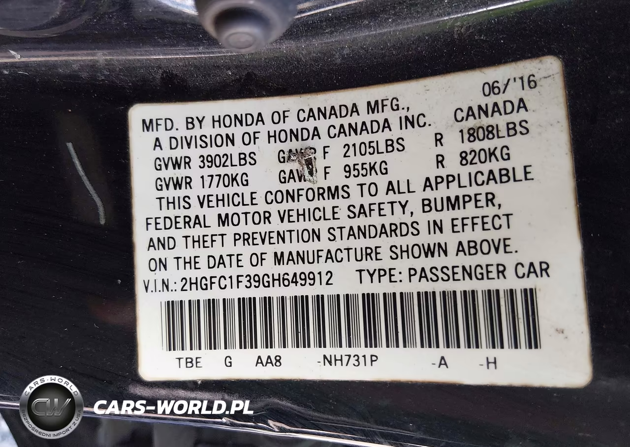 2016 Honda Civic Ex-T VIN:2HGFC1F39GH649912 - 9