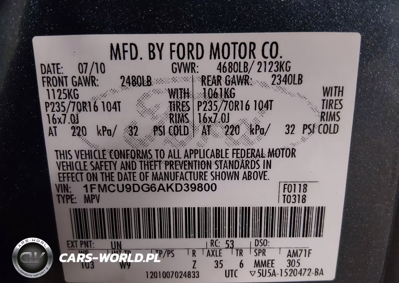2010 Ford Escape Xlt VIN:1FMCU9DG6AKD39800 - 9