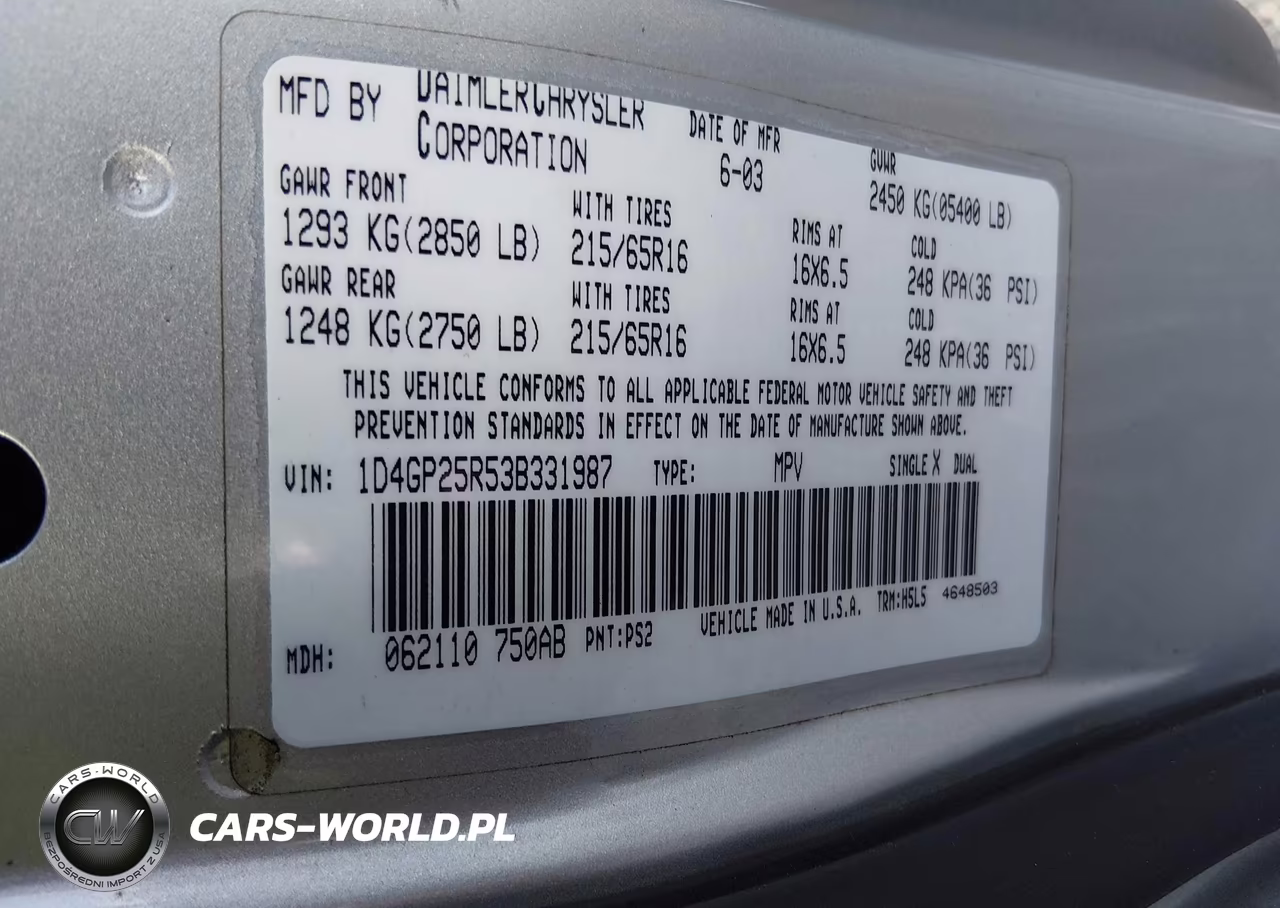 2003 Dodge Caravan Se VIN:1D4GP25R53B331987 - 9