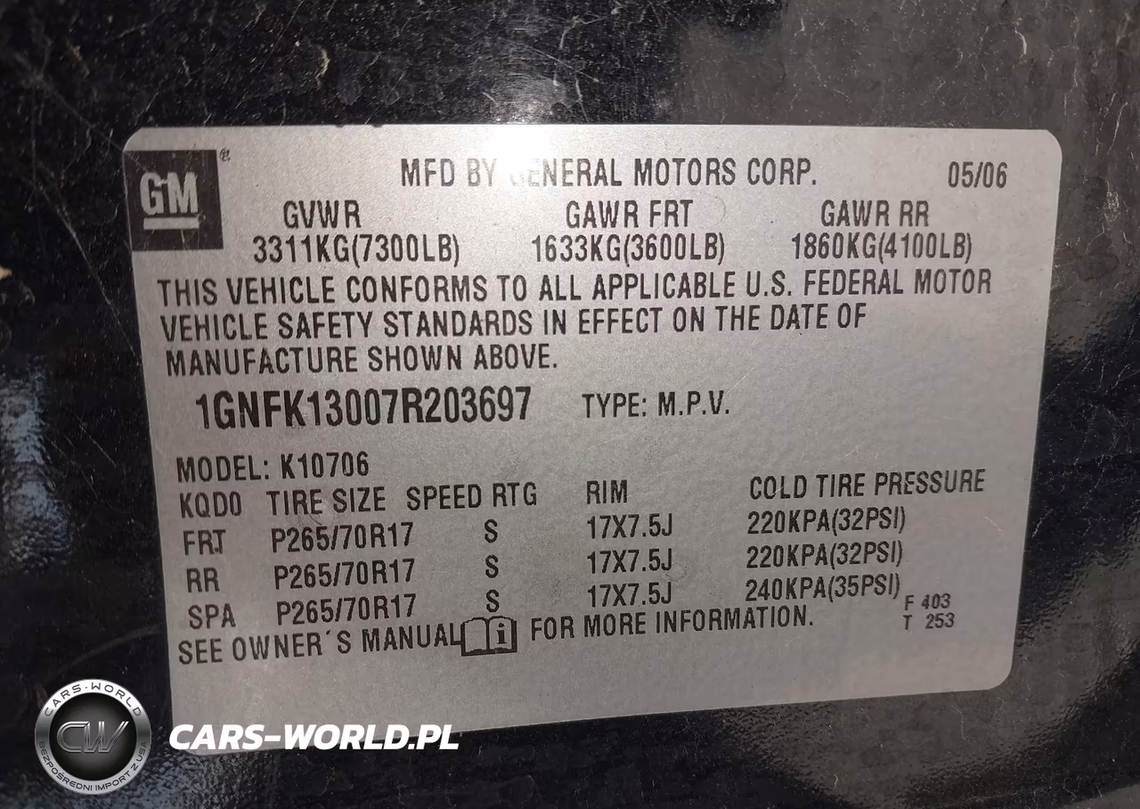 2007 Chevrolet Tahoe Ls VIN:1GNFK13007R203697 - 9