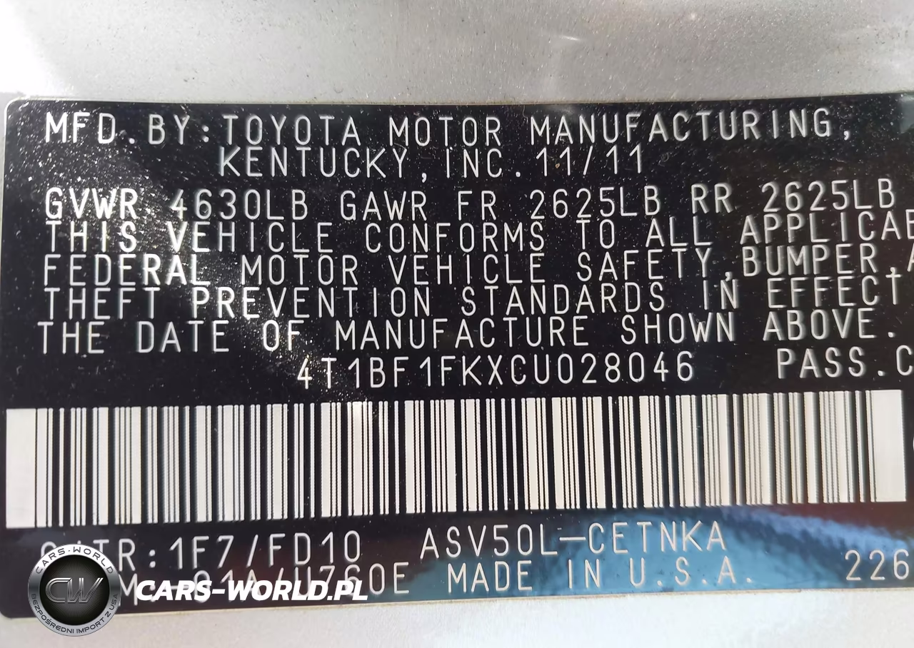 2012 Toyota Camry Le VIN:4T1BF1FKXCU028046 - 9