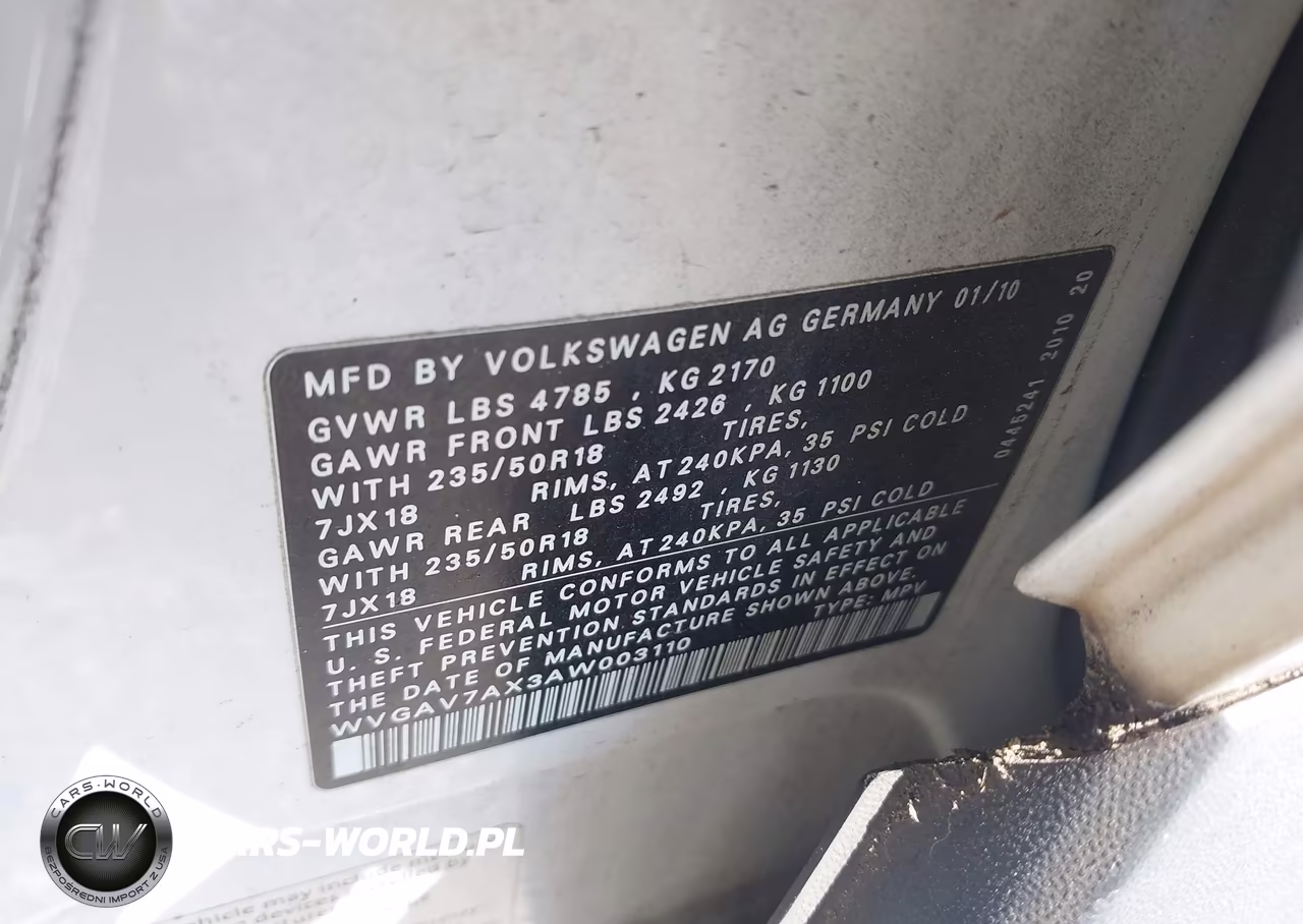 2010 Volkswagen Tiguan Wolfsburg Edition VIN:WVGAV7AX3AW003110 - 9