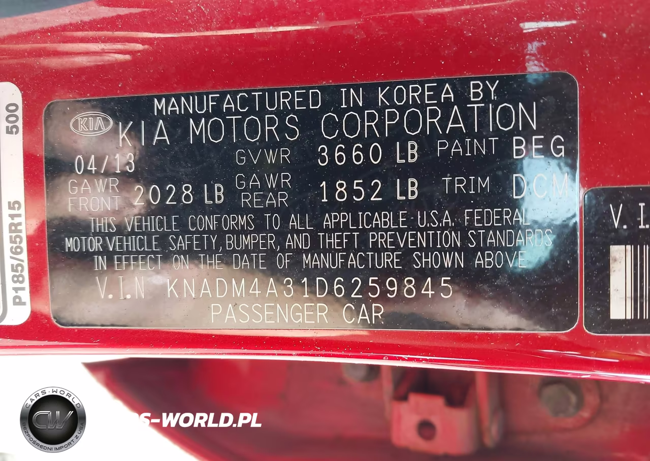 2013 Kia Rio Lx VIN:KNADM4A31D6259845 - 9