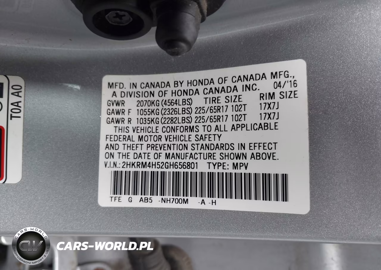 2016 Honda Cr-V Ex VIN:2HKRM4H52GH656801 - 9