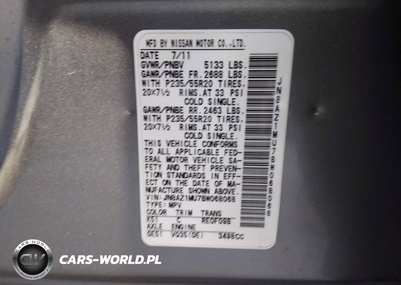 2011 Nissan Murano Le VIN:JN8AZ1MU7BW068068 - 9