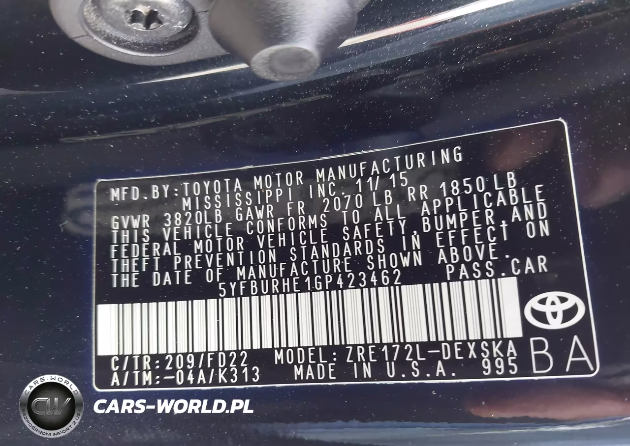 2016 Toyota Corolla S Plus VIN:5YFBURHE1GP423462 - 9